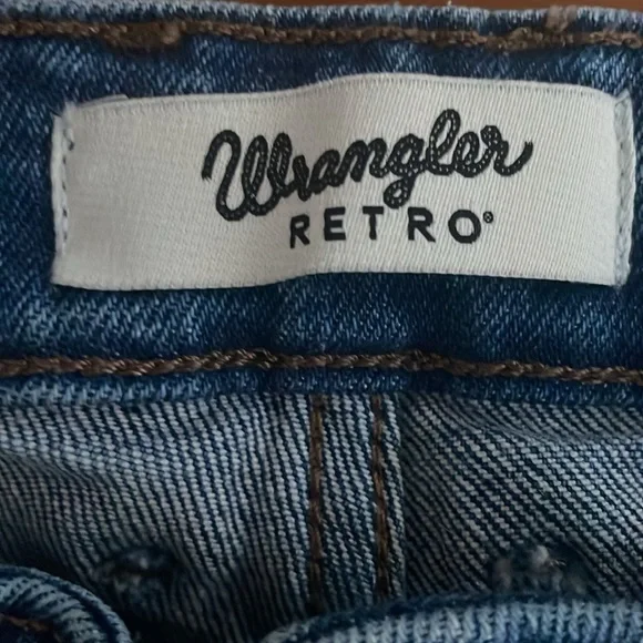 Women’s Retro Wrangler stretch bootcut Blue Denim Jeans - Picture 3 of 6